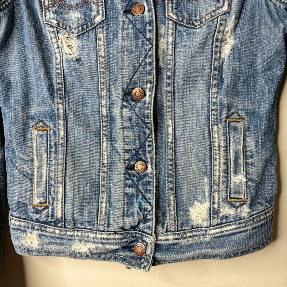 Abercrombie & Fitch Denim Jean Blue Trucker Jacket Women's Small VTG 90s Y2K - Picture 5 of 7